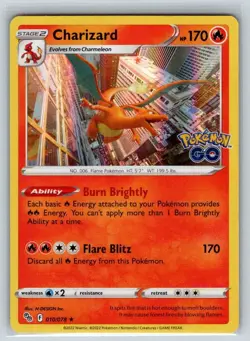 Charizard 010/078 Pokemon GO Holo NM - Image 1