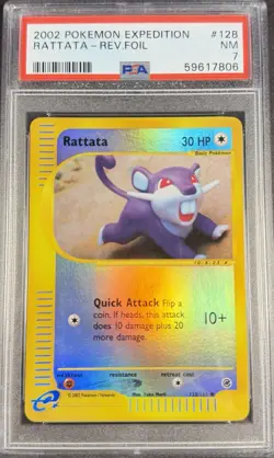 2002 Pokemon Expedition 128 Rattata Reverse PSA 7 NM - Image 1