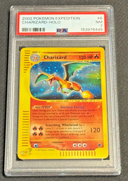 2002 Pokemon TCG Expedition CHARIZARD 6/165 PSA 7 NM HOLO RARE PARTIAL SWIRL - Image 1