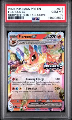 PSA 10 GEM MINT Flareon EX Prismatic Evolutions Surprise Box Pokemon 014/131 - Image 1