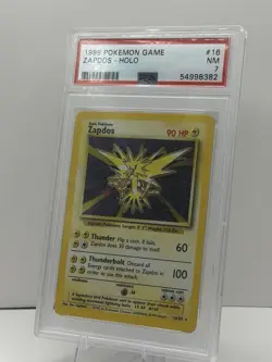 1999 POKEMON BASE SET UNLIMITED #16 ZAPDOS-HOLO PSA 7 - Image 1