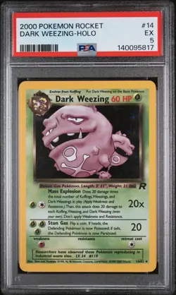 Dark Weezing Holo #14 2000 Pokemon Team Rocket PSA 5 - Image 1