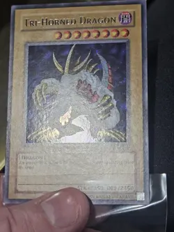 Yugioh Tri-Horned Dragon Legend of Blue-Eyes Secret Rare LOB-000 NM Reprint🔥 - Image 5
