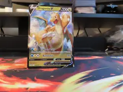 Dragonite V Pokemon GO Holo Rare NM Sleeved Pokemon Card Pack Fresh Mint - Image 1