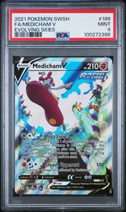 Medicham V 186/203 Alt Art Full Art Holo Evolving Skies Pokemon TCG PSA 9 Mint - Image 1