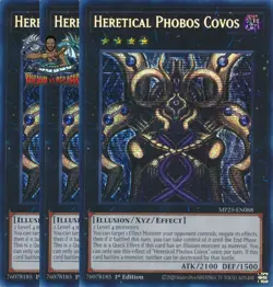 Yugioh! 3x Heretical Phobos Covos MP25-EN088 Prismatic Secret Rare 1st Ed NM - Image 1