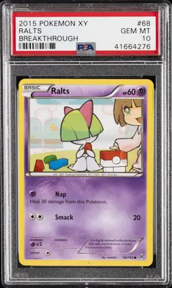 2015 POKEMON XY BREAKTHROUGH #68 RALTS PSA 10 - Image 1