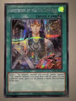YUGIOH ASCETICISM OF THE SIX SAMURAI ASIA ENGLISH CR05-AES18 SECRET RARE 1ST RUN - Image 1