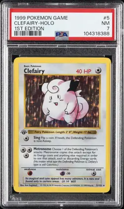 1999 POKEMON BASE SET 1ST EDITION #5 CLEFAIRY-HOLO PSA 7 - Image 1