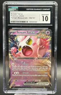 🔥🔥 CGC Gem 10 Scream Tail ex 094/167 Pokemon Twilight Double Rare 🔥🔥 - Image 1