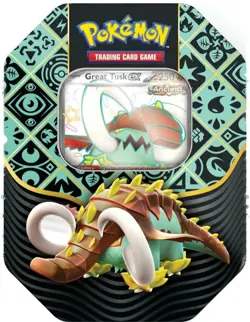 Pokemon TCG Paldean Fates Great Tusk EX Tin 4 Booster Packs NEW & SEALED - Image 1