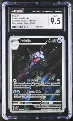 PALAFIN 225/091 - POKEMON TCG ILLUSTRATION RARE HOLO PALDEAN FATES 2024 CGC 9.5 - Image 1