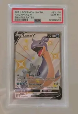 2021 Pokemon Lapras V Full Art Shining Fates SWSH #SV110 PSA 10 Gem Mint RARE - Image 1