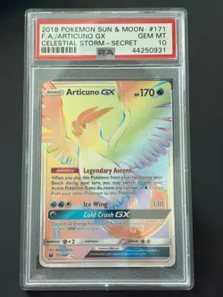Pokemon Articuno GX #171/168 Sm-Celestial Storm PSA 10 GEM MINT - Image 1