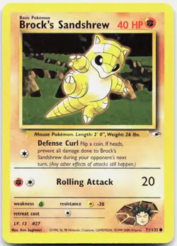 Pokemon TCG Brock's Sandshrew (71) Gym Heroes Common 071/132 Unlimited - Image 1