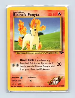 Blaine's Ponyta 64/132 Common Gym Challenge Pokemon Unlimited Lightly Played - Image 1