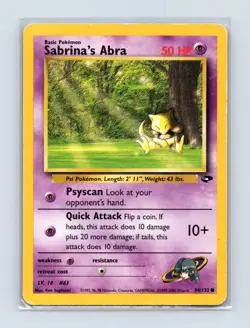 Sabrina's Abra 94/132 Common Gym Challenge Pokemon Unlimited Lightly Played - Image 1