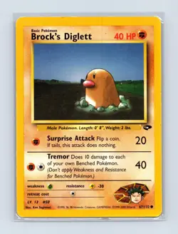 Brock's Diglett 67/132 Common Gym Challenge Pokemon Unlimited Lightly Played - Image 1
