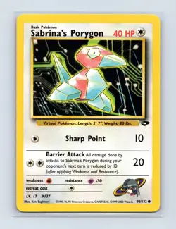 Sabrina's Porygon 98/132 Common Gym Challenge Pokemon Unlimited Lightly Played - Image 1