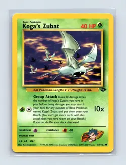 Koga's Zubat 83/132 Common Gym Challenge Pokemon Unlimited Lightly Played - Image 1