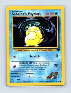 Sabrina's Psyduck 99/132 Common Gym Challenge Pokemon Unlimited Lightly Played - Image 1