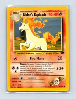 Blaine's Rapidash 33/132 Uncommon Gym Challenge Pokemon Unlimited Lightly Played - Image 1