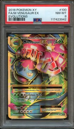 Mega Venusaur EX 100/108 Evolutions Full Art PSA 8 NM/Mint Pokemon Card - Image 1