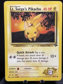 Pokemon Lt. Surge's Pikachu 84/132 Gym Challenge - Image 1