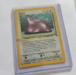 Ditto Holo Rare Card Fossil Set, 3/62, Vintage WOTC Pokemon TCG HP - Image 1