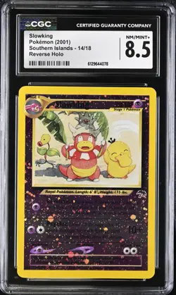 CGC 8.5 NM MINT + Slowking 14/18 Southern Islands Reverse Holo 2001 WOTC Pokemon - Image 1