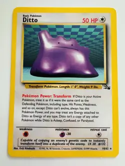 Pokemon Card Ditto 18/62 Fossil Set Non Holo Rare WOTC Played - Image 1