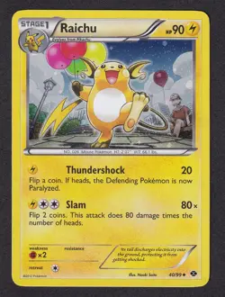 Pokemon TCG Raichu 40/99 Cosmos Holo Black & White Next Destinies Near Mint - Image 1