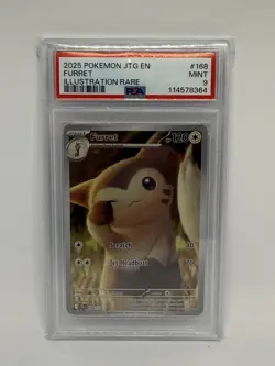 2025 Pokemon JTG EN Furret Illustration Rare #168 PSA 9 MINT - Image 1