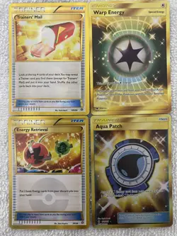 Pokemon Secret Rare Trainer's Mail, Warp Energy, Energy Retrieval, Aqua Patch - Image 1