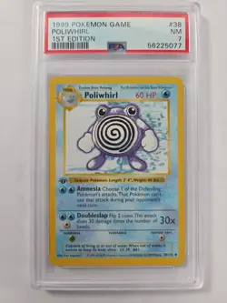1999 POKEMON BASE SET 1ST EDITION #38 POLIWHIRL PSA 7 - Image 1
