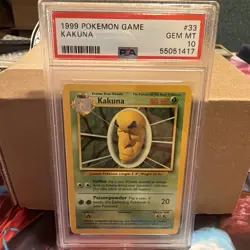 1999 Pokemon Game Kakuna Base Set Unlimited #33 PSA 10 Gem Mint - Image 1