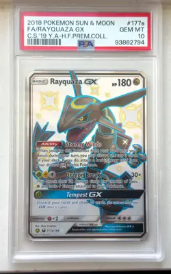 2018 POKEMON SUN & MOON CELESTIAL STORM #177A FULL ART RAYQUAZA GX PSA 10 - Image 3