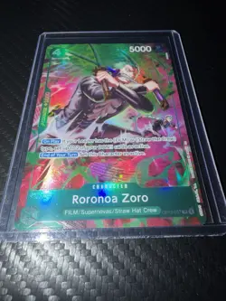 Bandai Roronoa Zoro Character Card OP13-037 5000 Power Holo One Piece CCG - Image 1