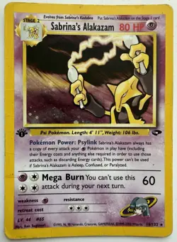 Pokemon Card - Sabrina’s Alakazam 16/132 Gym Challenge Holo Rare *HEAVY PLAYED* - Image 1