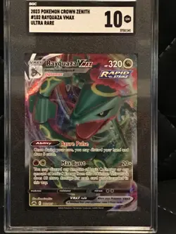 2023 Pokemon Crown Zenith Rayquaza VMAX Card Ultra Rare #102/159 SGC 10 Gem Mint - Image 1