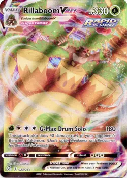 Rillaboom VMAX 023/264 Fusion Strike Ultra Rare Holo Pokemon Card NM - Image 1