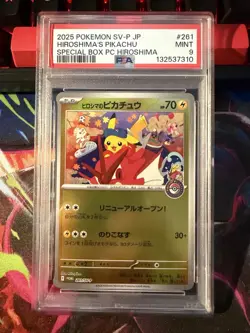 2025 Hiroshima's Pikachu Pokemon SV-Promo JP Special Box #261 PSA 9 Mint - Image 1