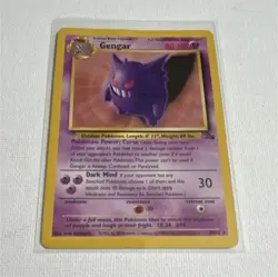 Nintendo Gengar Fossil 20/62 80 HP Rare Pokemon Card Unlimited Regular - Image 1