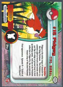 PIDGEY # 16 - BLACK Logo - Non-Holo - SERIES 1 - TOPPS POKEMON CARD - LP - Image 2