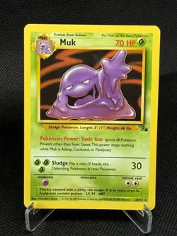 Pokemon TCG Muk Fossil Card 28/62 Unlimited Rare Non Holo MP - Image 1