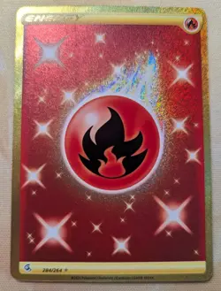 Fire Energy 284/264 Pokemon Card Gold Secret Rare Holo SWSH Fusion Strike NM 🔥 - Image 1