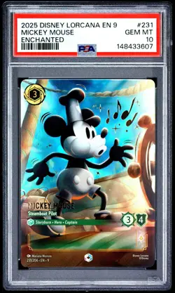 DISNEY LORCANA-FABLED | ENCHANTED MICKEY MOUSE - STEAMBOAT PILOT - PSA 10 - Image 1