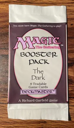 1X MTG THE DARK empty Booster Pack wrapper; NO CARDS 1994 Authentic Vintage X1 - Image 1