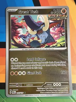 Great Tusk 055/131 Prismatic Evolutions Reverse Holo Pokemon TCG Card NM x1 - Image 1