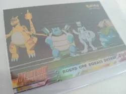 Pokemon Card Mewtwo Strikes Back ROUND ONE EQUALS DEFEAT Holo Foil Charizard - Image 2